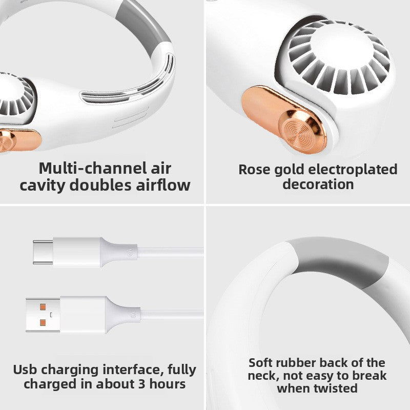 Portable charging neck fan