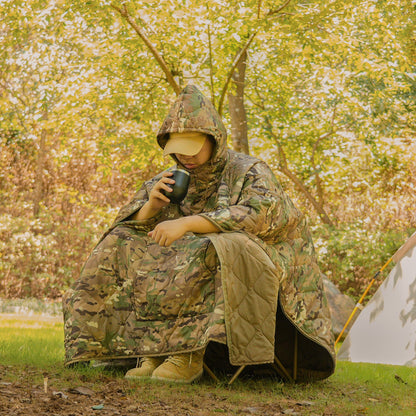 Portable Cloak-Style Camouflage Sleeping Bag for Outdoor Camping