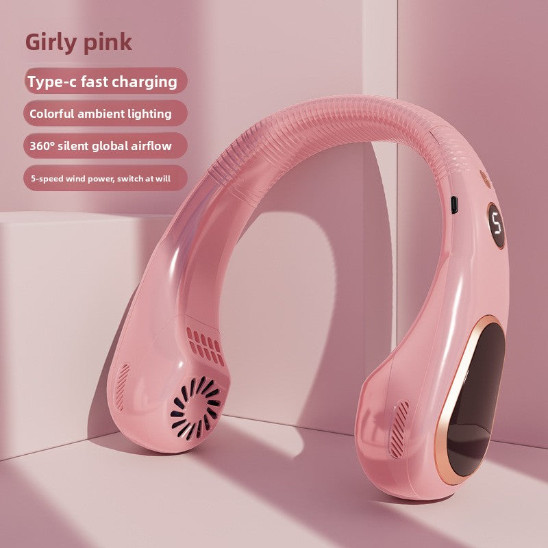 Portable Digital Display USB Neck Fan