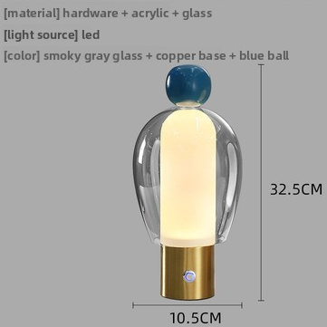 Portable Dimmable Glass Table Lamp