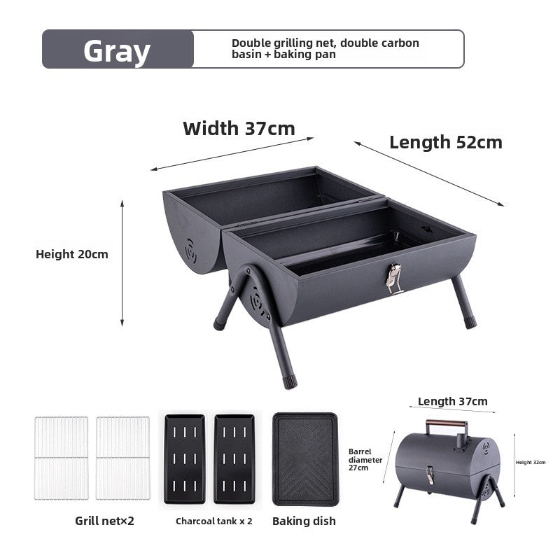 Portable Double-Layer Grill