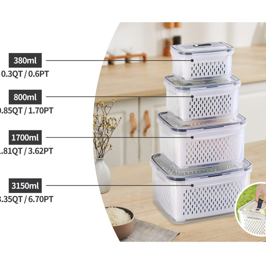 Portable Double Layer Picnic Food Storage Container