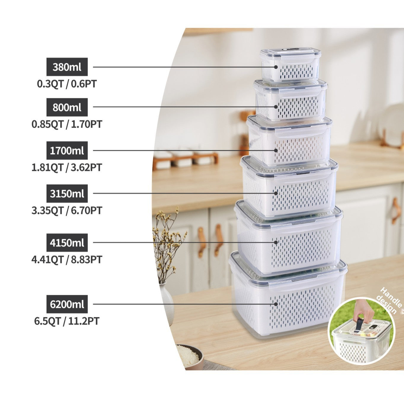Portable Double Layer Picnic Food Storage Container