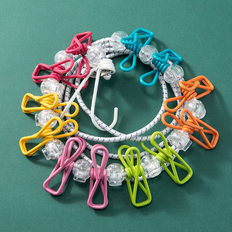 Portable Elastic Clothes Drying Rope with Clips