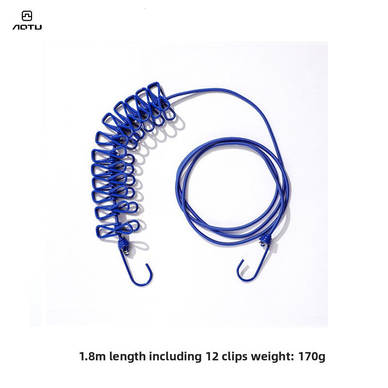 Portable Elastic Clothes Drying Rope with Clips