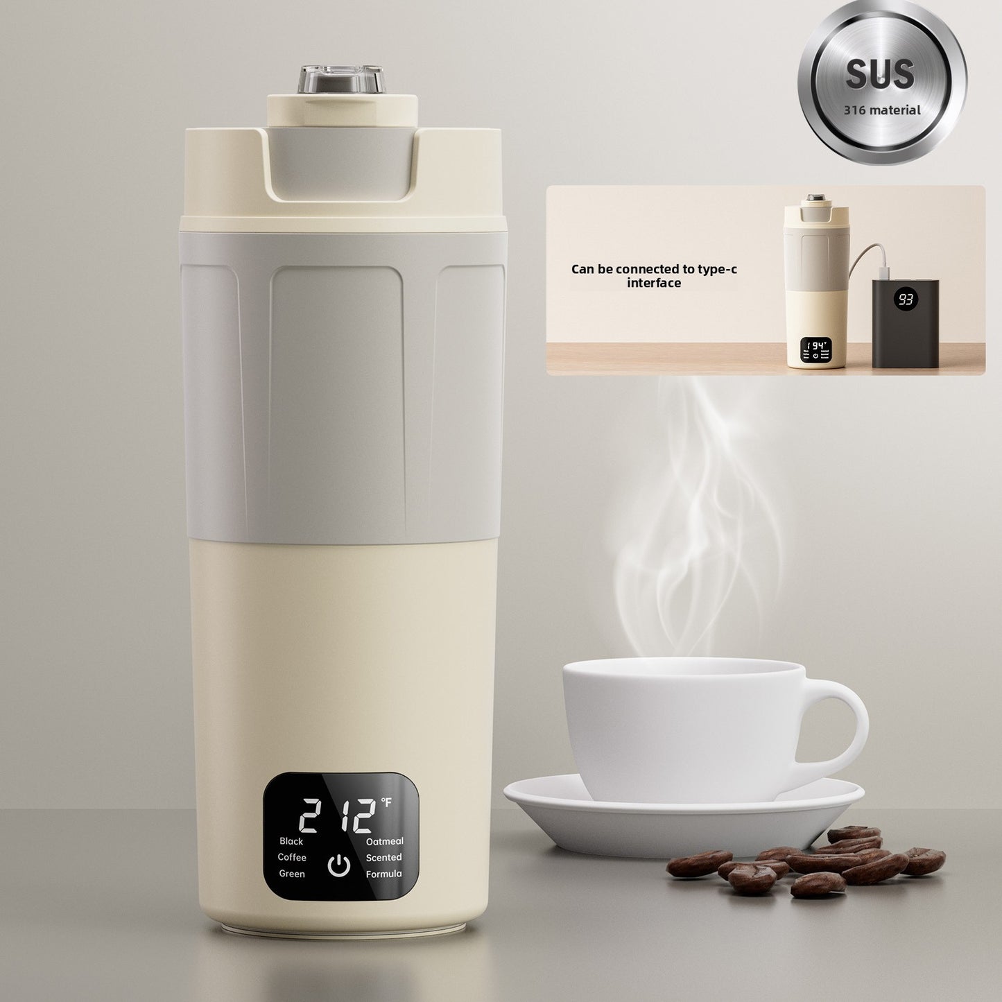 Portable Electric Heating Water Cup with Temperature Control