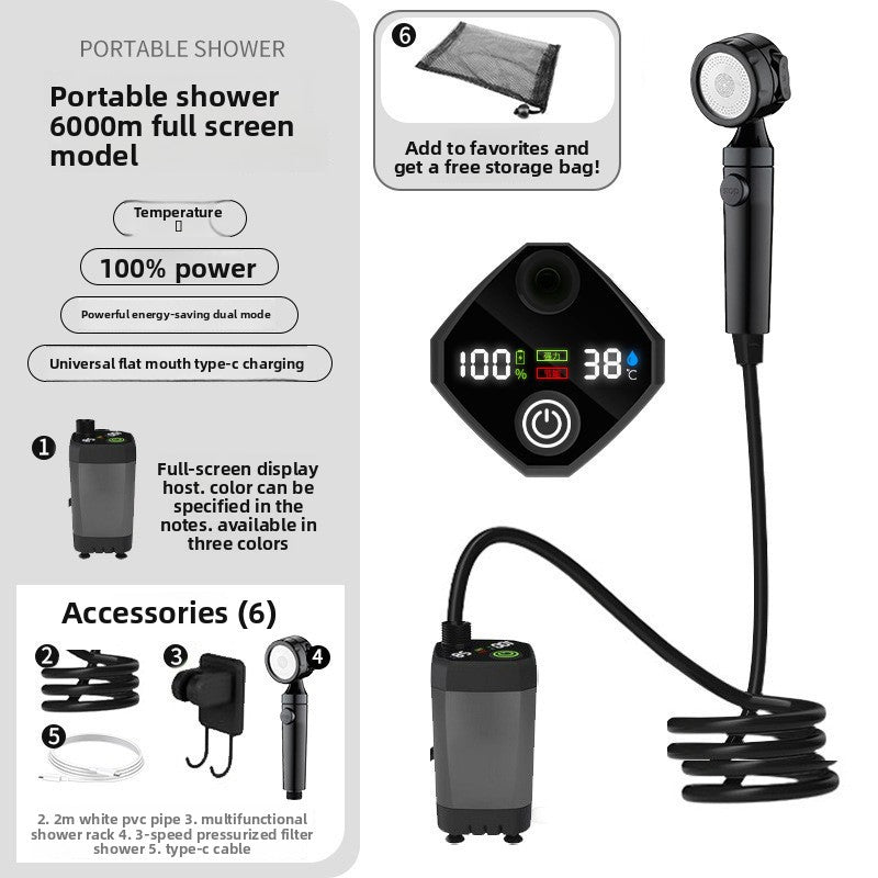 Portable Electric Shower with Temperature Display