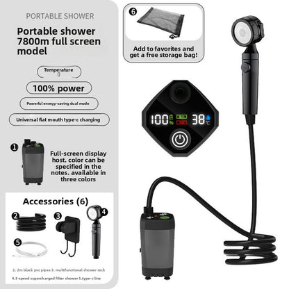 Portable Electric Shower with Temperature Display