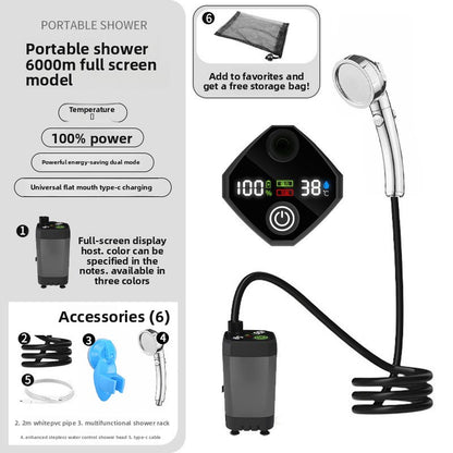 Portable Electric Shower with Temperature Display