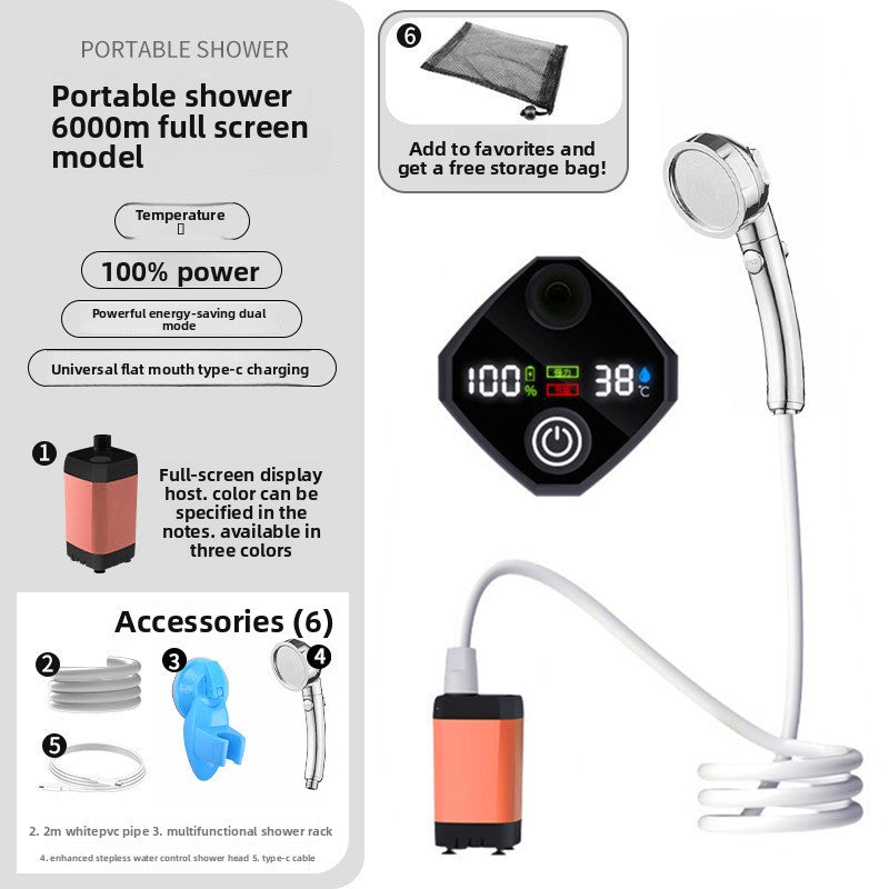 Portable Electric Shower with Temperature Display