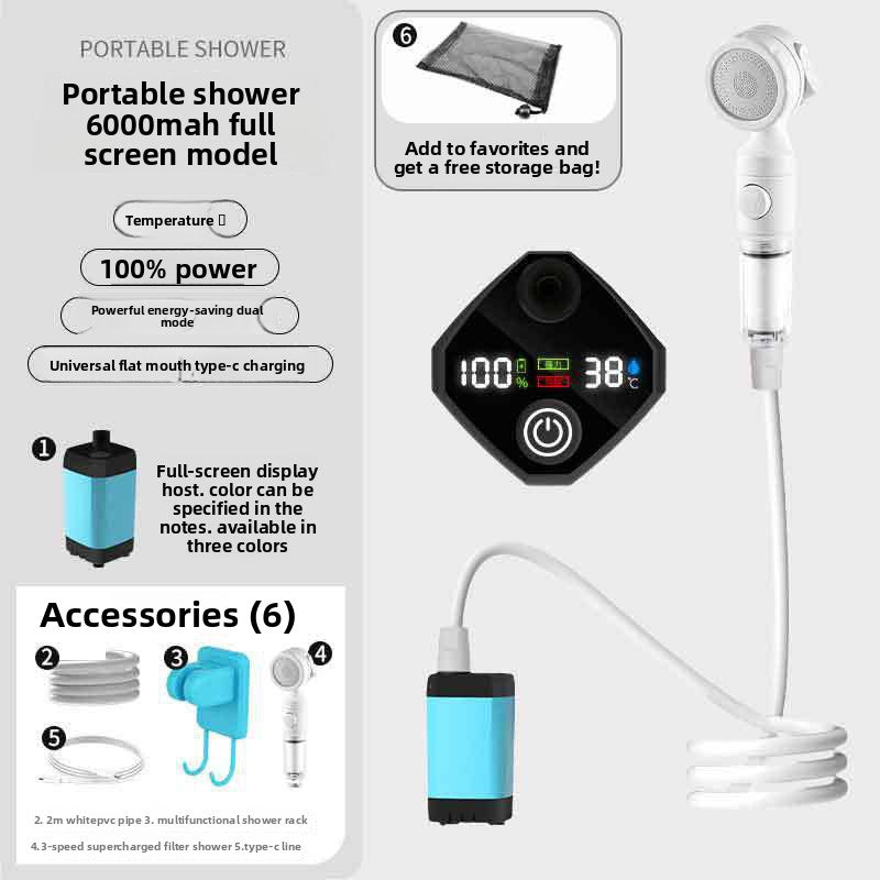 Portable Electric Shower with Temperature Display