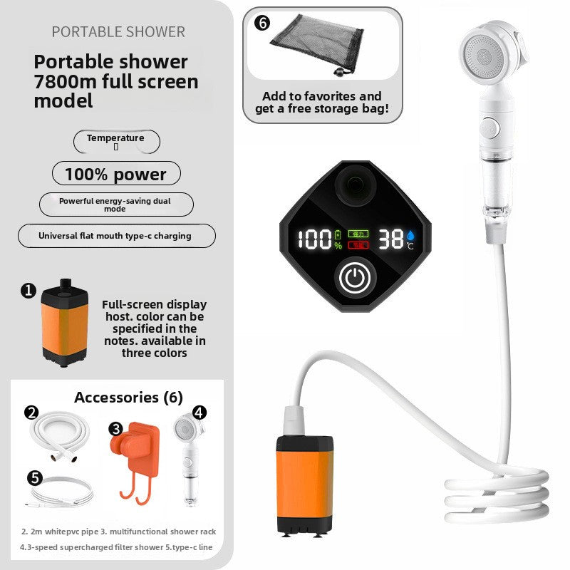 Portable Electric Shower with Temperature Display