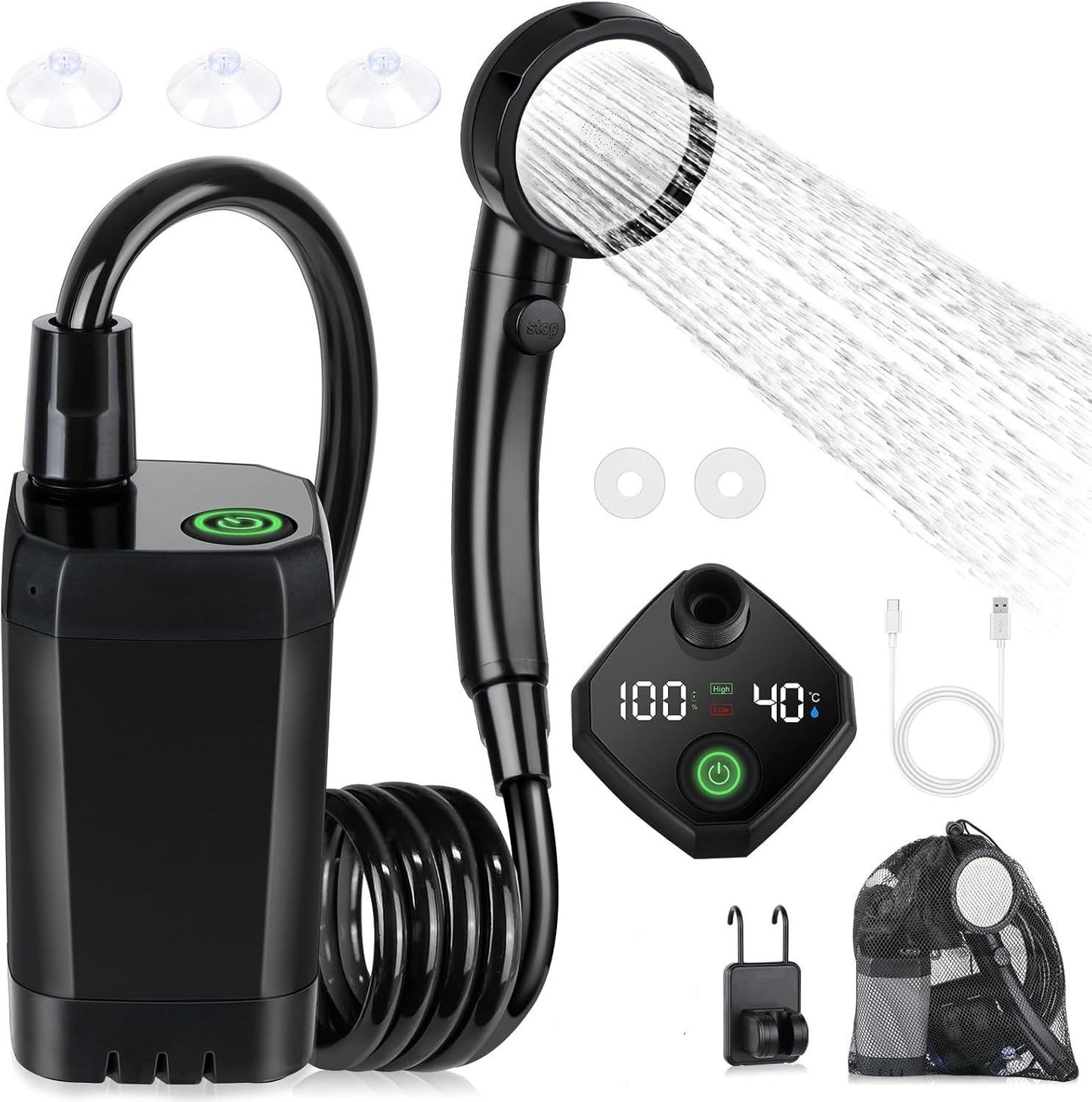 Portable Electric Shower with Temperature Display