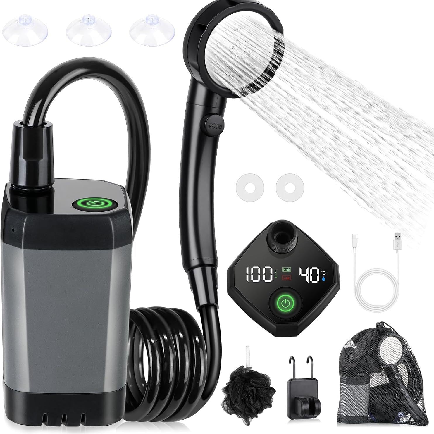 Portable Electric Shower with Temperature Display