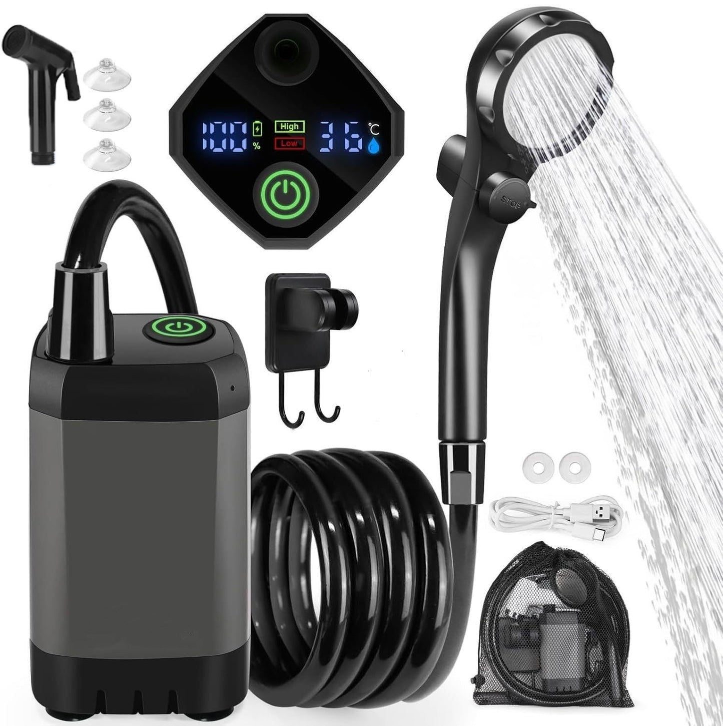 Portable Electric Shower with Temperature Display
