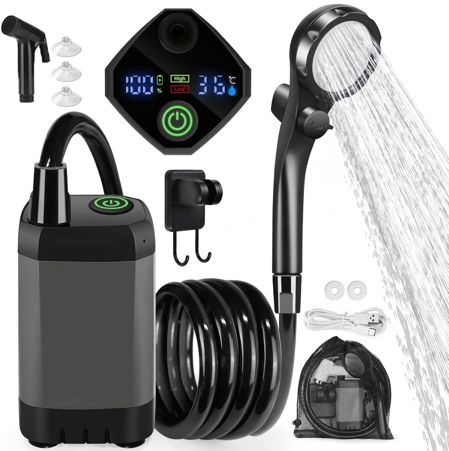 Portable Electric Shower with Temperature Display