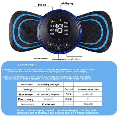 Portable EMS Muscle Stimulation Massager with Gel Pads
