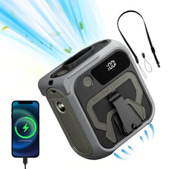 Military green waist fan power bank flashlight