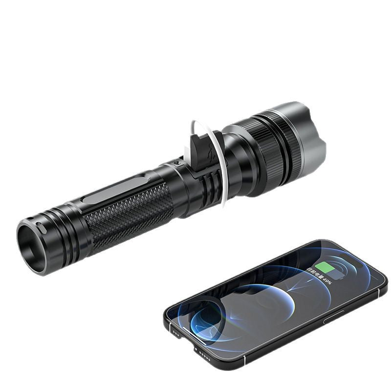 Portable flashlight with emergency lighting display