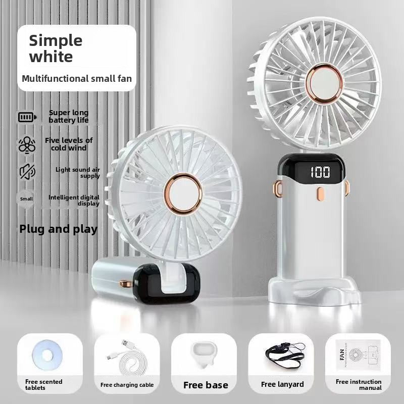 Portable Foldable USB Rechargeable Fan with Digital Display