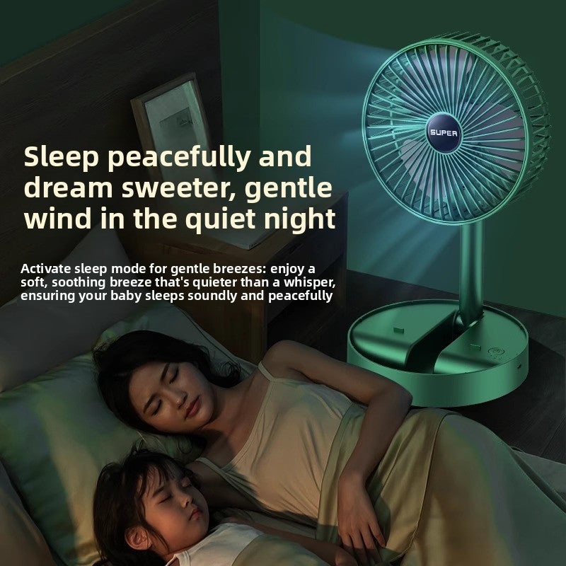 Portable folding desk fan with phone holder