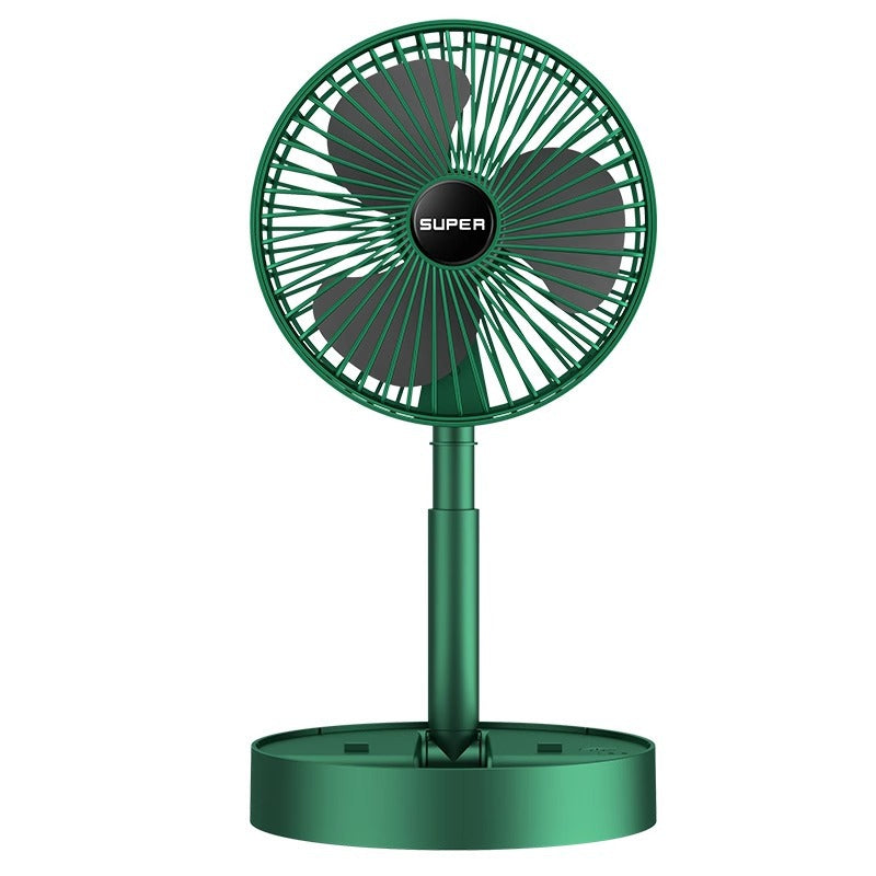 Portable folding desk fan with phone holder