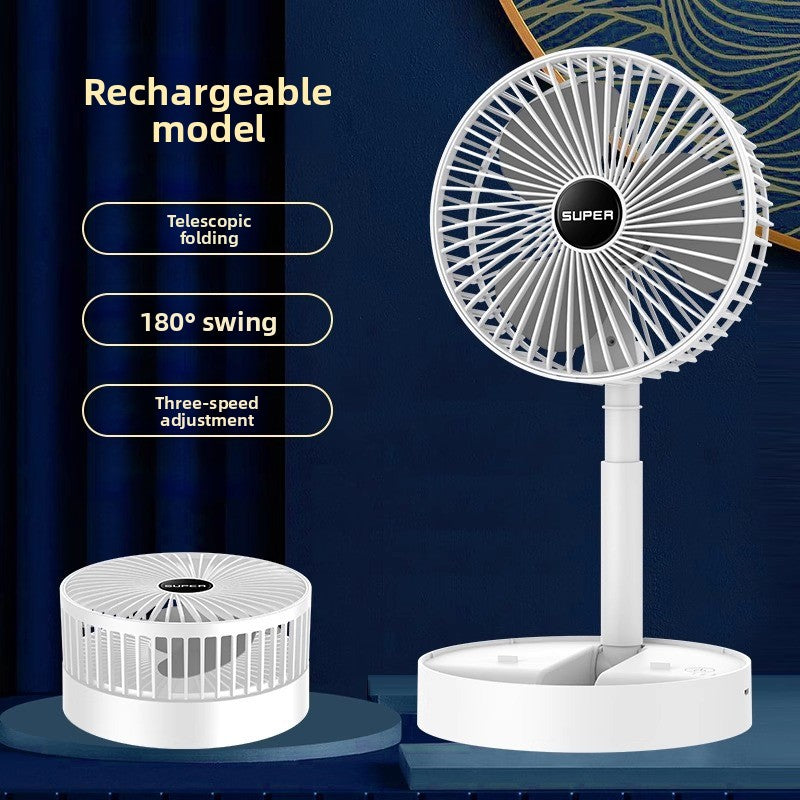Portable folding desk fan with phone holder