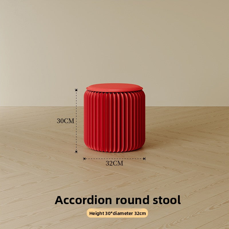 Portable Folding Paper Stool with Leather Cushion