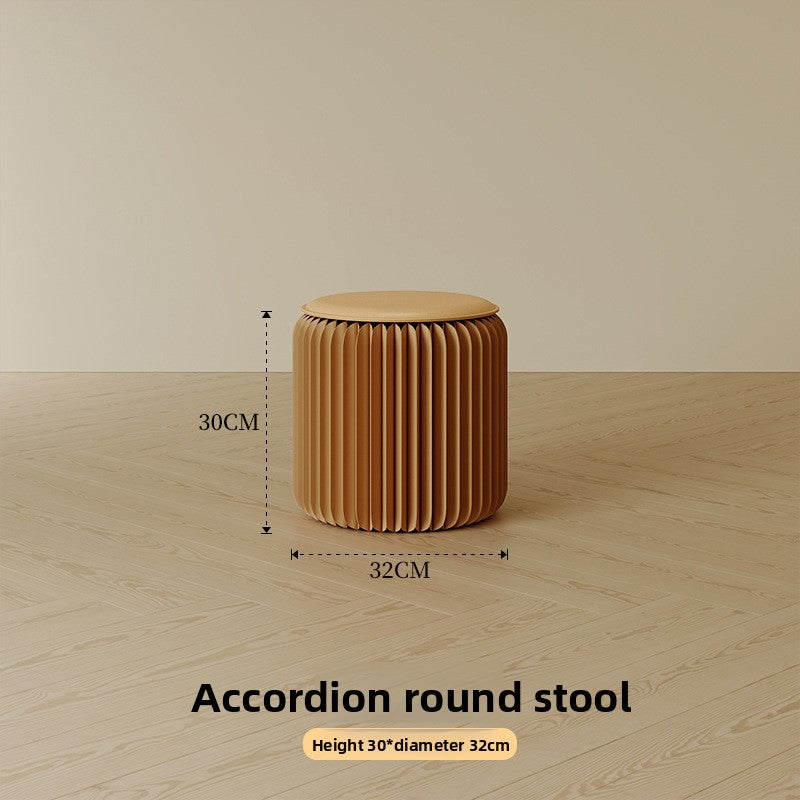 Portable Folding Paper Stool with Leather Cushion