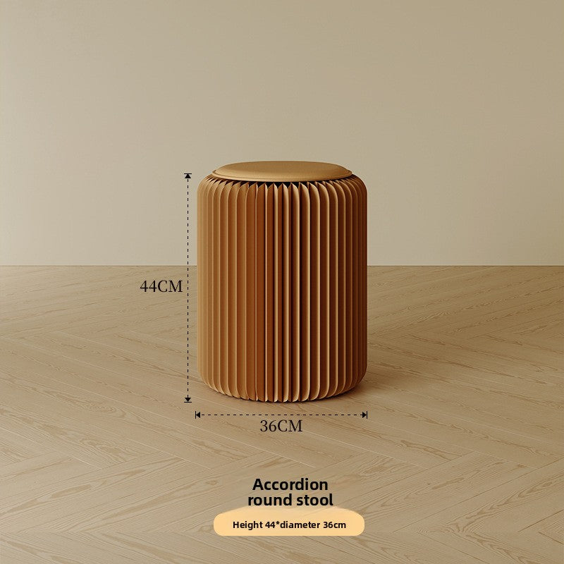 Portable Folding Paper Stool with Leather Cushion