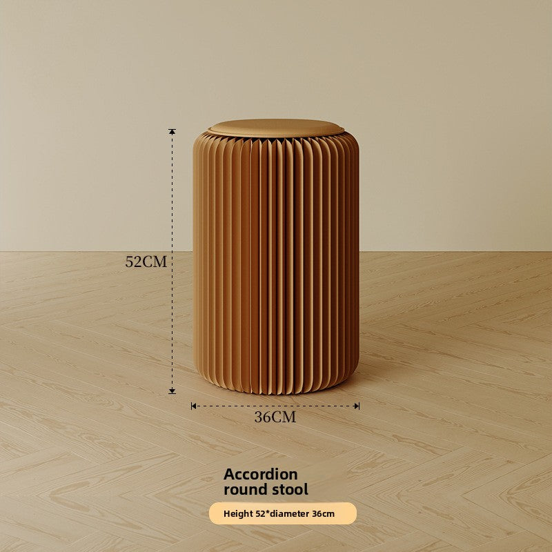 Portable Folding Paper Stool with Leather Cushion