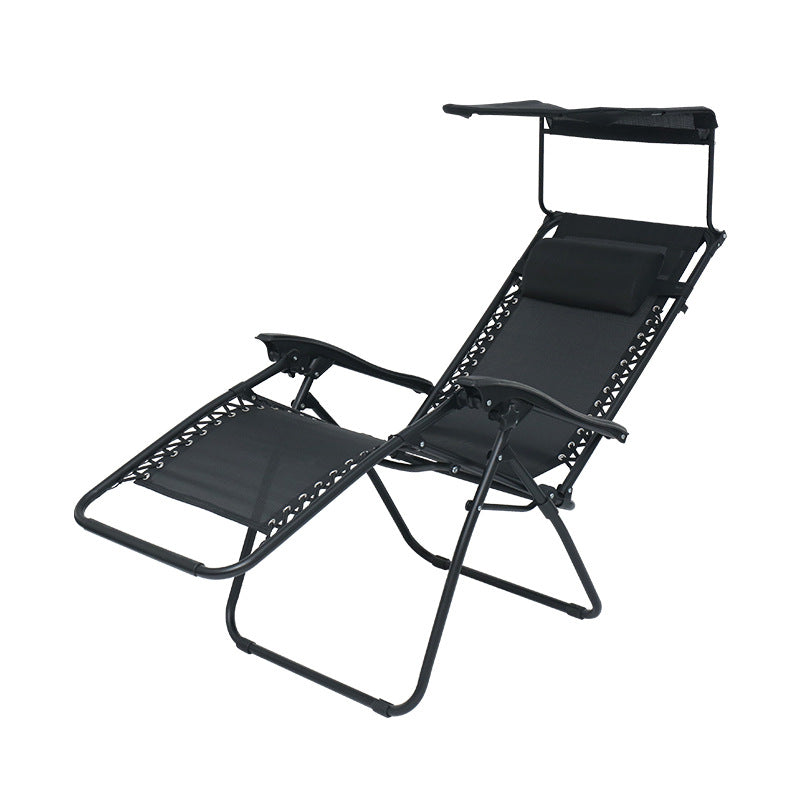 Portable folding recliner chair with sun awning