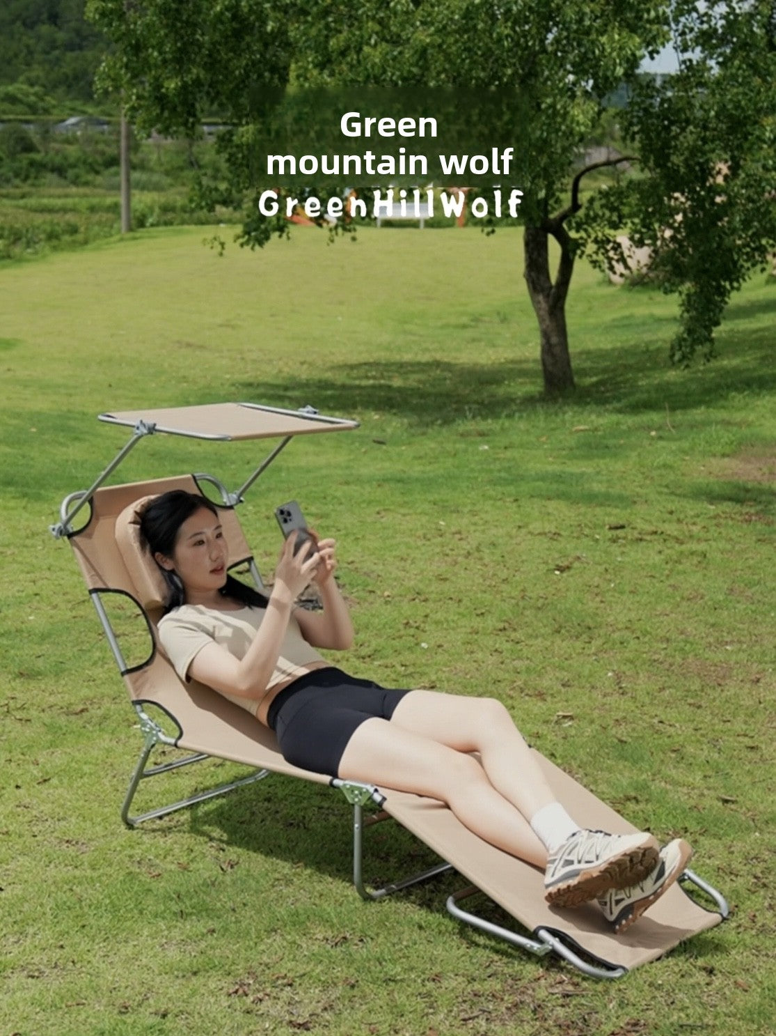 Portable Folding Sun Lounge Chair with Adjustable Backrest