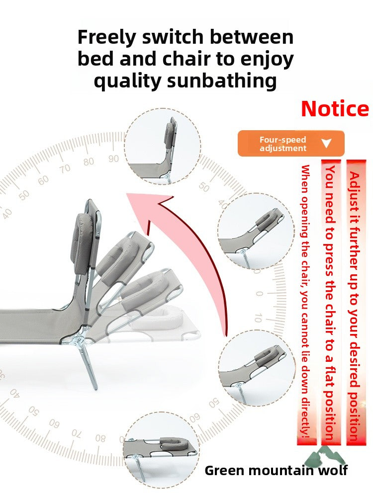 Portable Folding Sun Lounge Chair with Adjustable Backrest