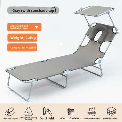 Portable Folding Sun Lounge Chair with Adjustable Backrest