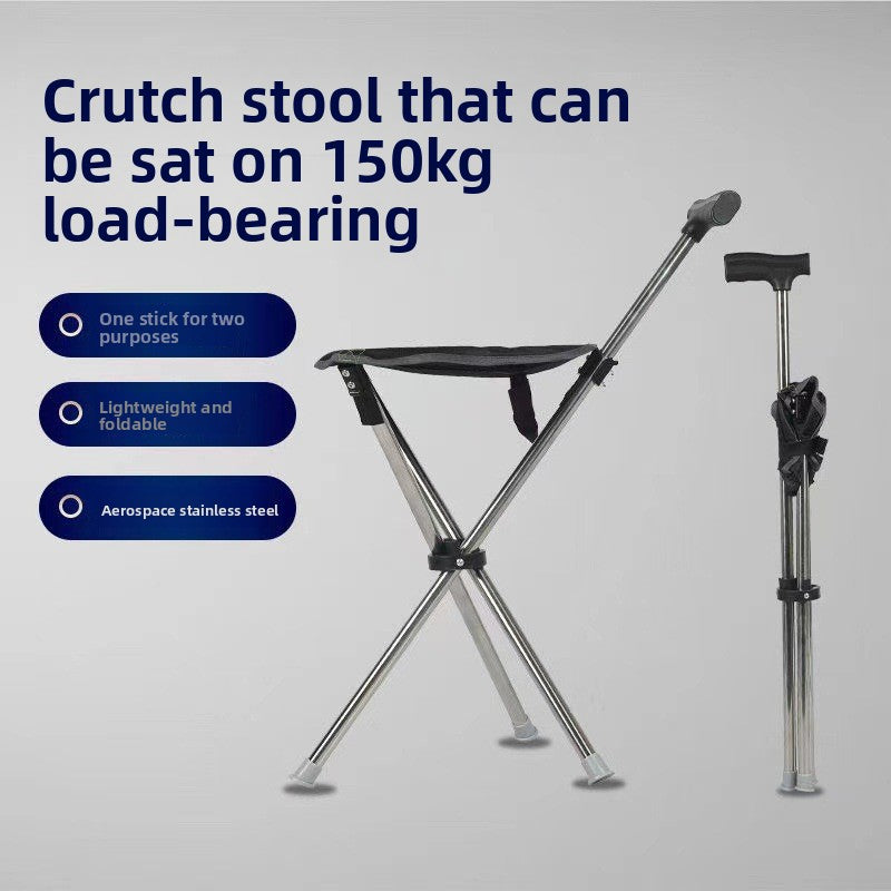 Portable Folding Walking Stick with Stool