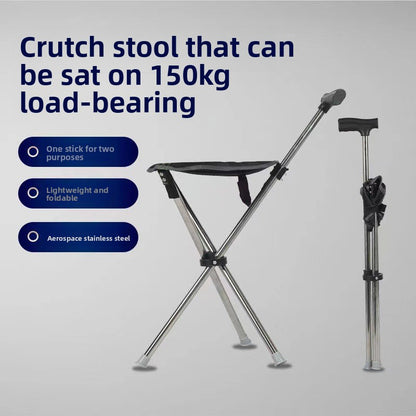 Portable Folding Walking Stick with Stool