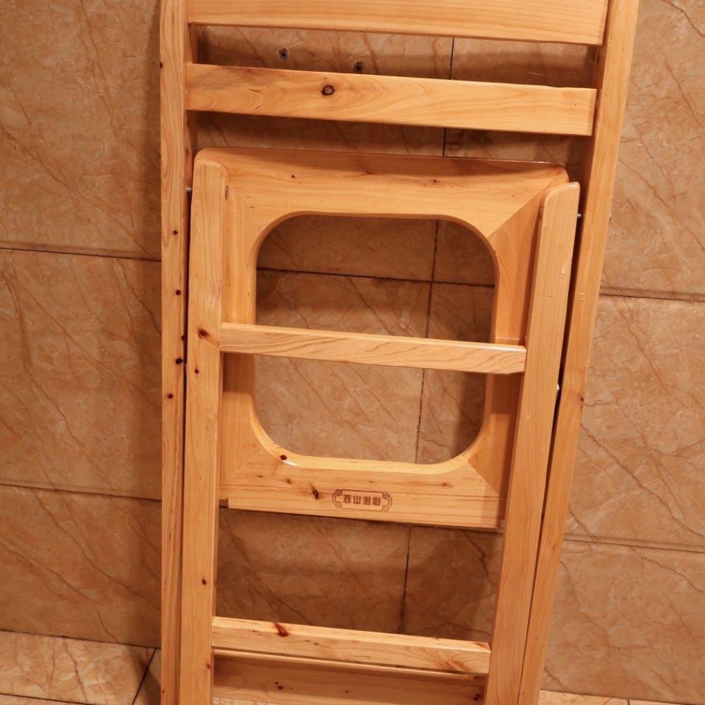 Portable Folding Wooden Commode Chair