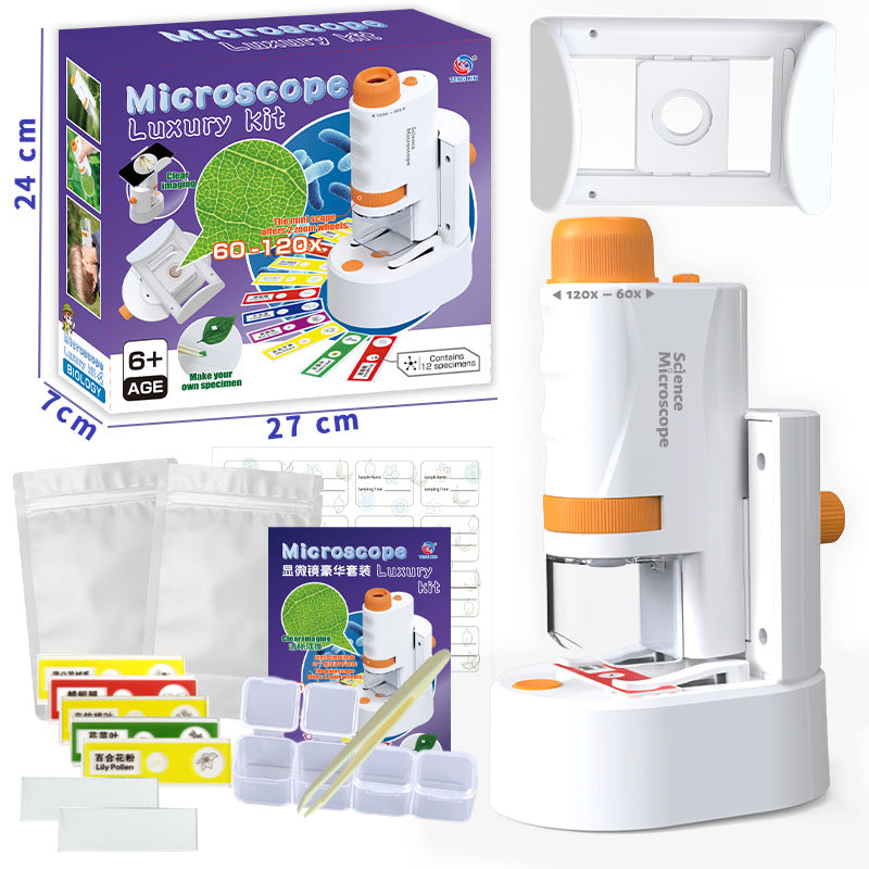 Portable handheld experimental kit for microscopes