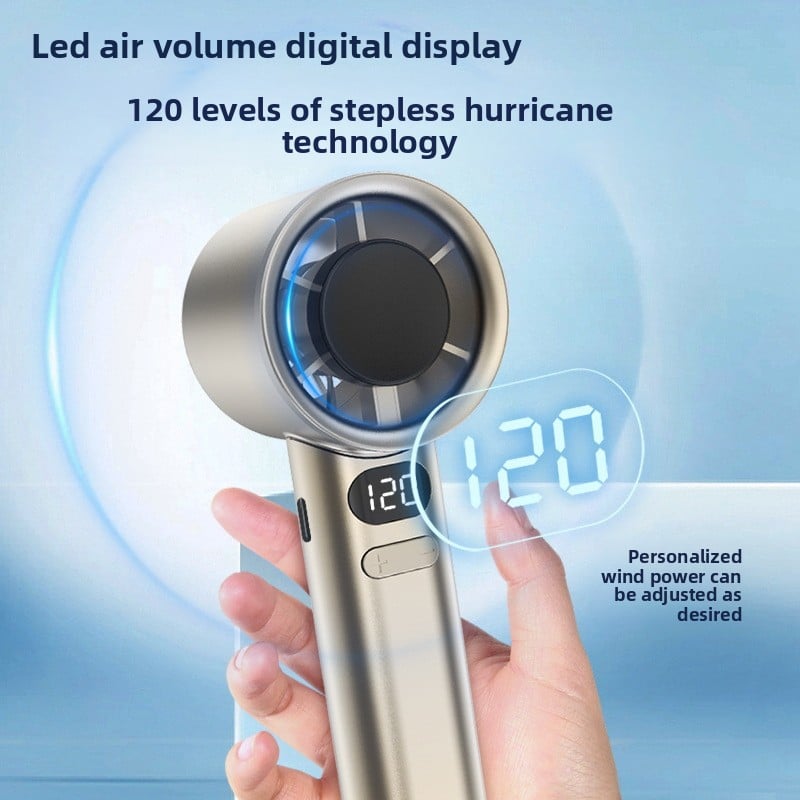 Portable Handheld Fan with LED Display and 120-Speed Adjustment