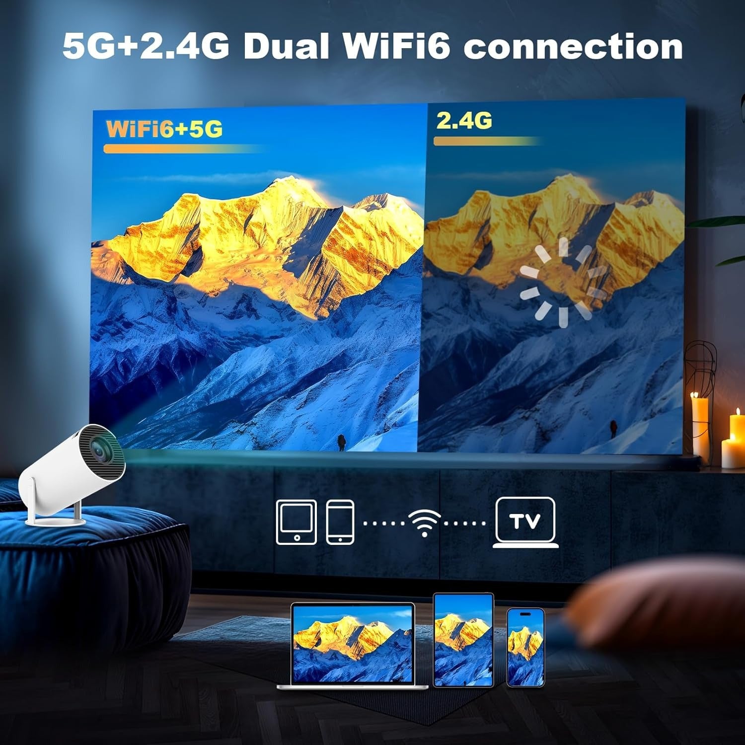 Portable HD WiFi Home Projector