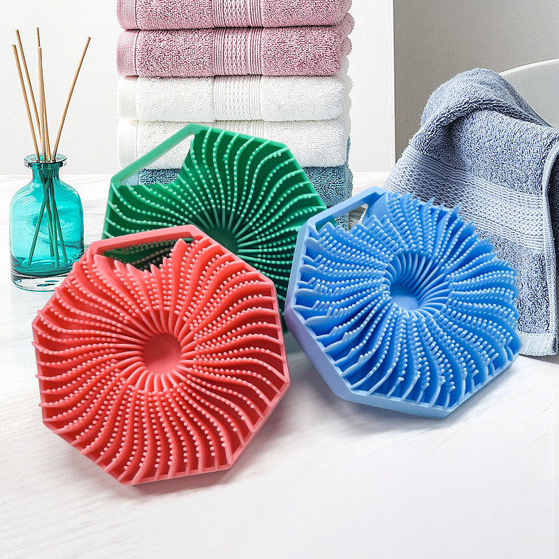 Portable Hexagonal Silicone Bath Brush with Hook