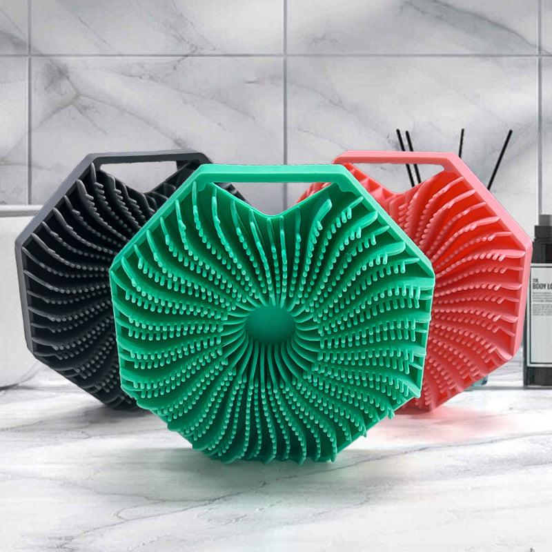 Portable Hexagonal Silicone Bath Brush with Hook
