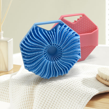 Portable Hexagonal Silicone Bath Brush with Hook
