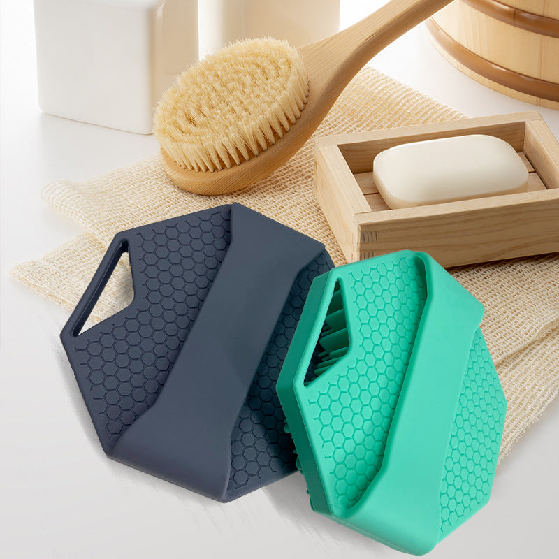 Portable Hexagonal Silicone Bath Brush with Hook