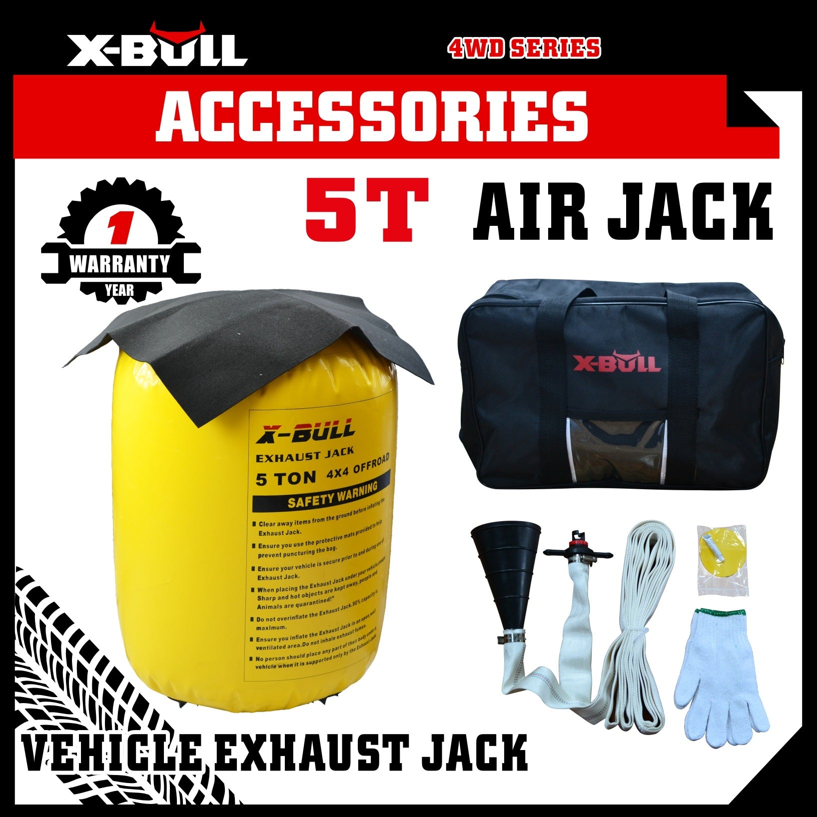 Portable Inflatable Jack for Off-Road Vehicle Rescue