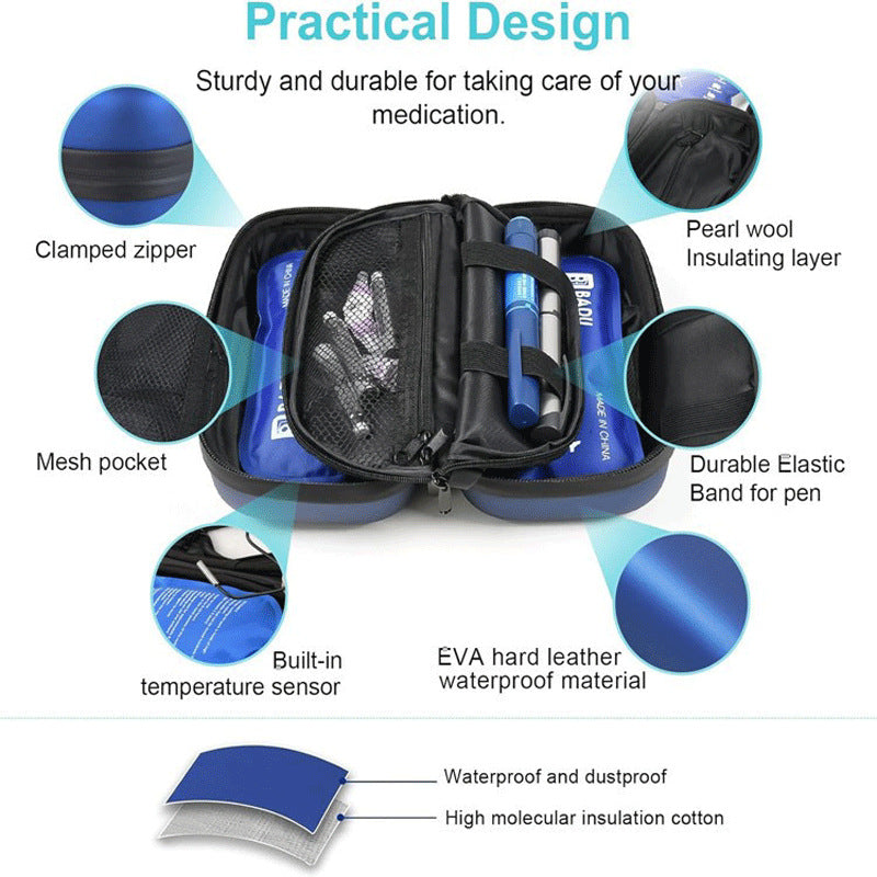 Portable Insulin Cooling Bag with Ice Pack