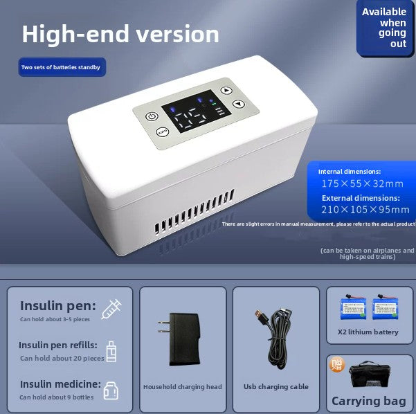 Portable Insulin Refrigeration Box with Dual-Power Cooling
