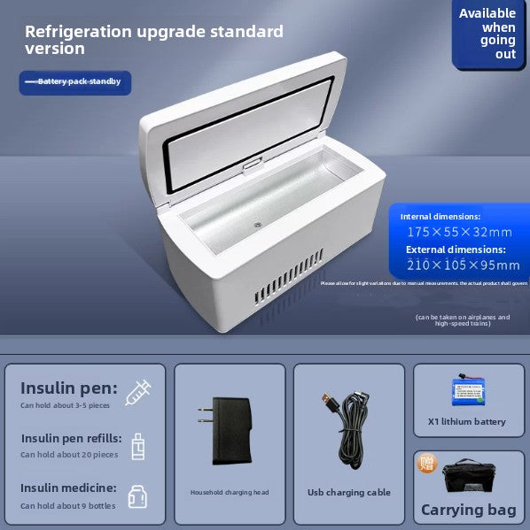 Portable Insulin Refrigeration Box with Dual-Power Cooling