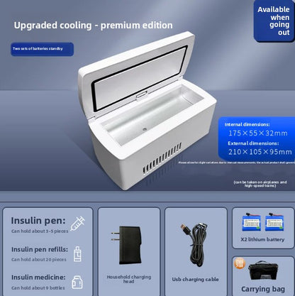 Portable Insulin Refrigeration Box with Dual-Power Cooling